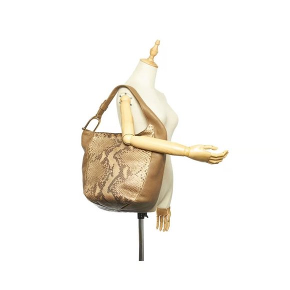 Gucci Brown Python Greenwich XL Hobo Bag w Gold Horse-bit - Picture 8 of 13